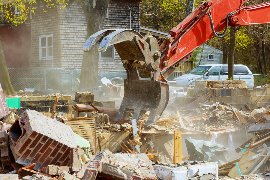 This is a picture of a garage demolition.